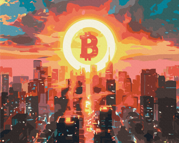 Премиуи картина по номерам "Город биткоина"