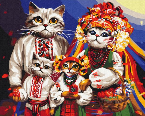 Премиуи картина по номерам "Кошачья семья © Марианна Пащук"