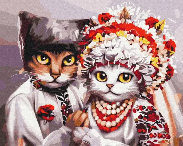 Картина за номерами "Весілля українських котиків ©Маріанна Пащук" BS53340 40×50 см