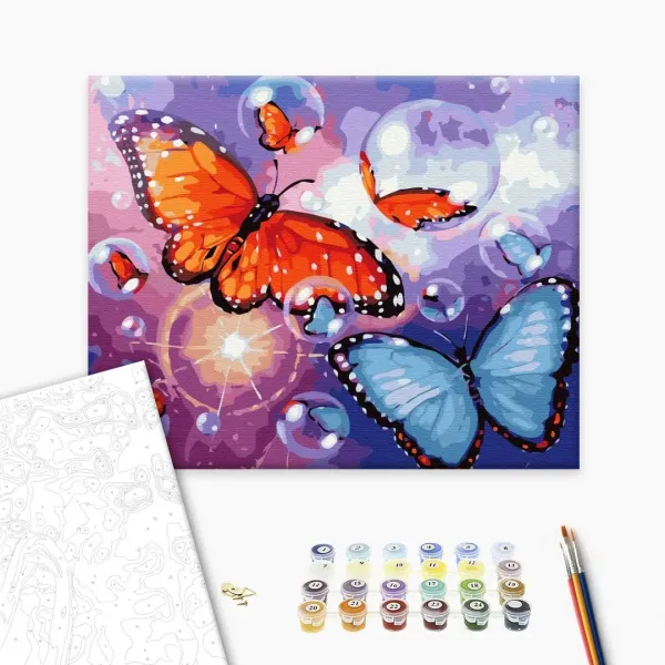 Картина за номерами "Метелики з бульбашками" BS22072 40×50 см