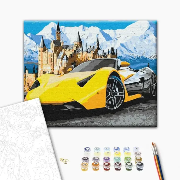 Картина за номерами "Lamborghini біля замку" BS28723 40×50 см