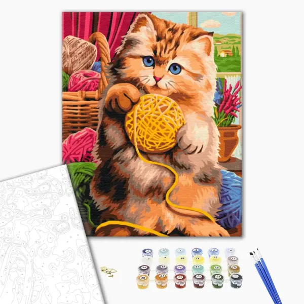 Картина за номерами "Котятко з клубочком" BS51454 40×50 см