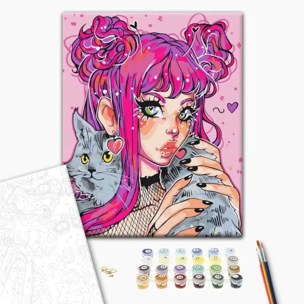 Картина за номерами "Котячий погляд @nila_art_art" BS53522 40×50 см
