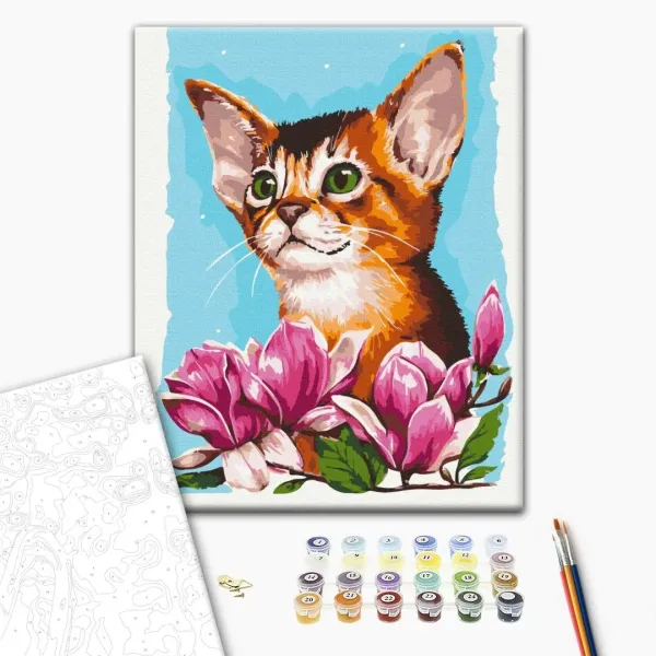 Картина за номерами "Котик в квітах © Anna Kulyk" BS53585 40×50 см