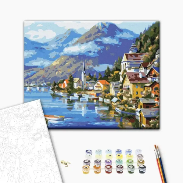 Картина за номерами "Селище у підніжжя гори" BS6936 40×50 см
