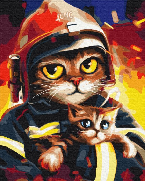 Картина по номерам "Котик ГСЧС ©Марианна Пащук"