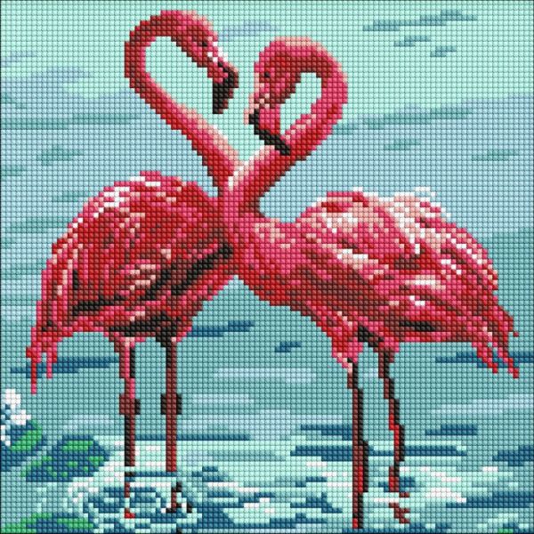 Алмазная мозаика "Яркие фламинго" ©art_selena_ua AMO8261, 30х30 см 