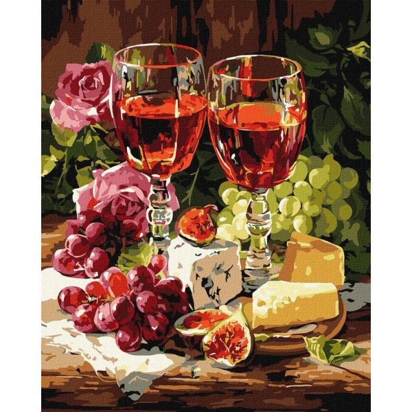 Картина по номерам "Натюрморт с инжиром и вином" ©art_selena_ua KHO5774, 40х50 см