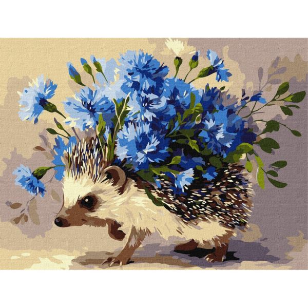 Картина по номерам "Еж и цветы" ©art_selena_ua KHO6892, 30х40 см