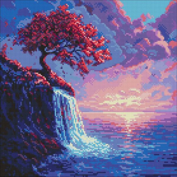 Алмазная мозаика "Сакура в потоке" ©art_selena_ua AMO8210, 40х40 см