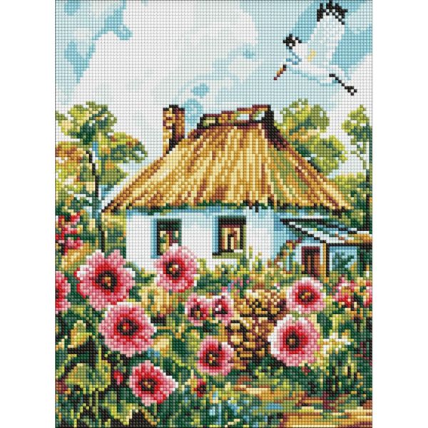Алмазная мозаика "Мальвы у дома" ©art_selena_ua AMO8266, 30х40 см