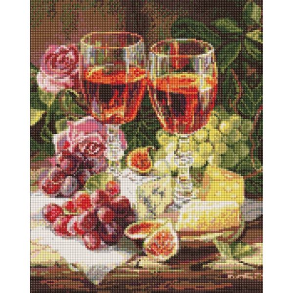 Алмазная мозаика "Натюрморт с инжиром и вином" ©art_selena_ua AMO20289, 40х50 см