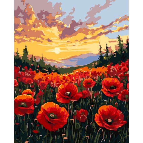 Картина по номерам "Поле маков" ©art_selena_ua KHO6398, 40х50 см