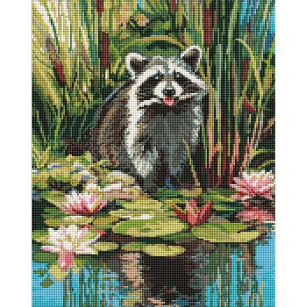 Алмазная мозаика "Енот у пруда" ©art_selena_ua AMO20312, 40х50 см