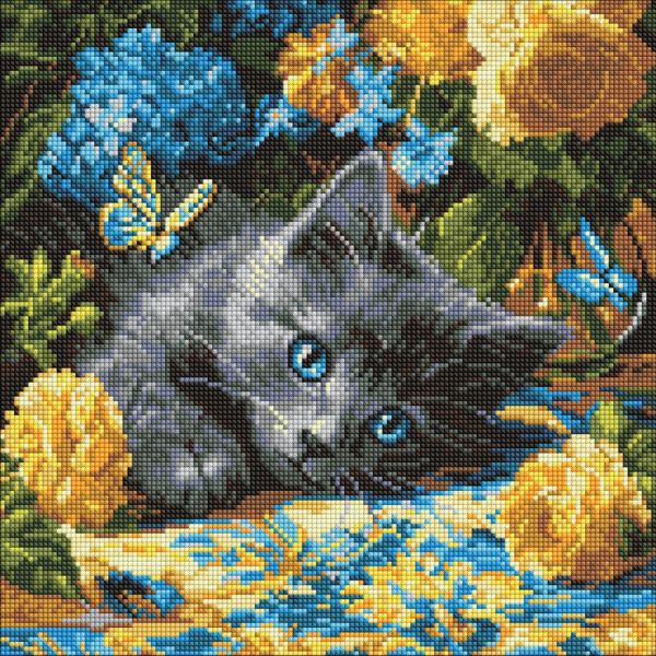 Алмазная мозаика "Котенок голубоглазый" AMO8340, 40х40 см