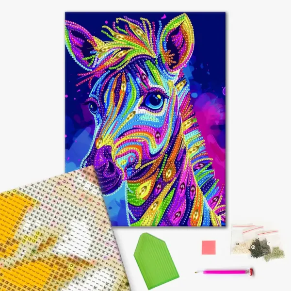 Діамантова мозаїка "Яскрава зебра" BH032 25X25