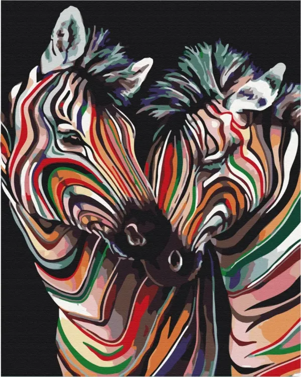 Картина за номерами "Пара райдужних зебр" BS23783 40×50 см
