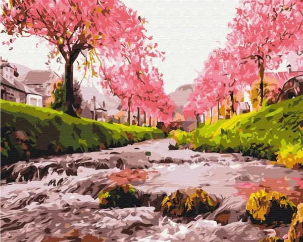 Картина за номерами "Річка у сакури" BS25577 40×50 см