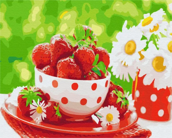 Картина за номерами "Полуничний перекус" BS31952 40×50 см