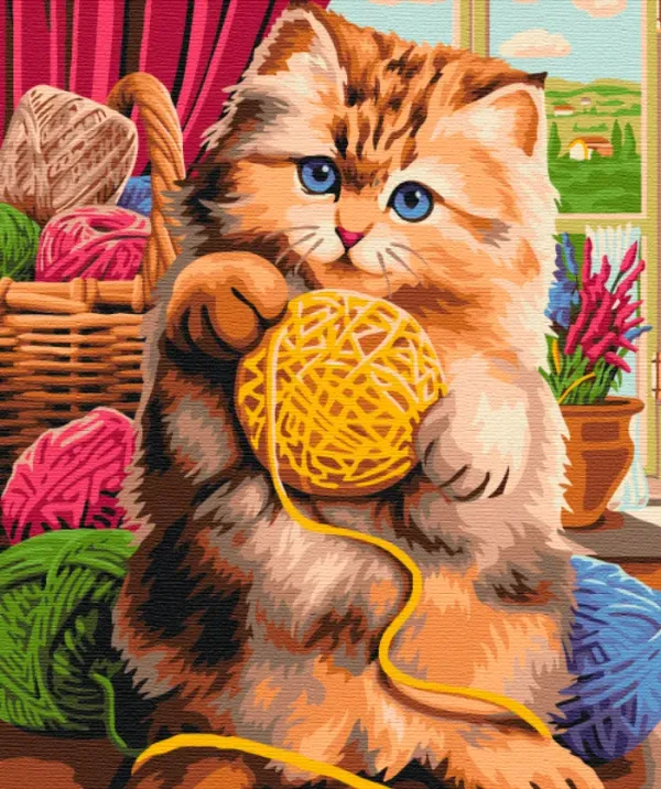 Картина за номерами "Котятко з клубочком" BS51454 40×50 см
