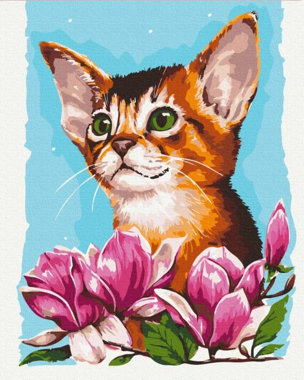 Картина за номерами "Котик в квітах © Anna Kulyk" BS53585 40×50 см