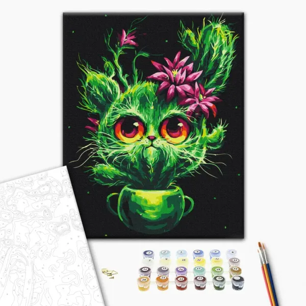 Картина за номерами "Кошенятко кактусятко © Маріанна Пащук" BS53868 40×50 см