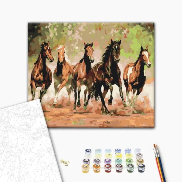 Картина за номерами "Табун коней" BS8288L 48×60 см