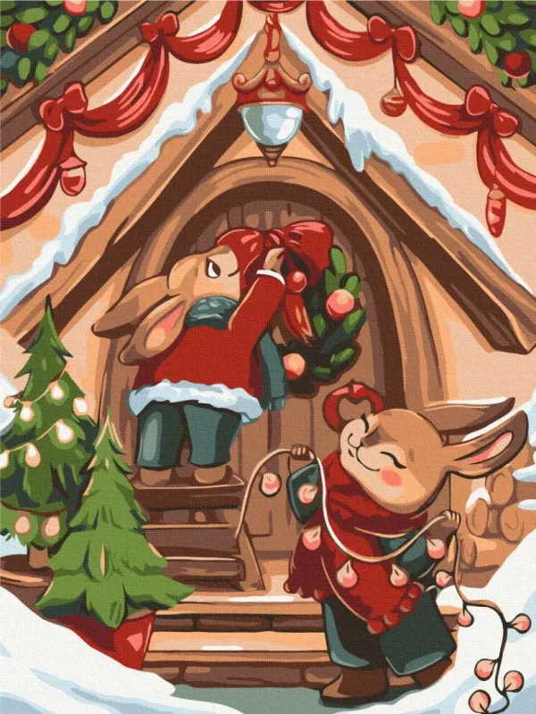 Картина за номерами "Святкові зайчики © Olena Lazarenko" RBS1016 30×40 см