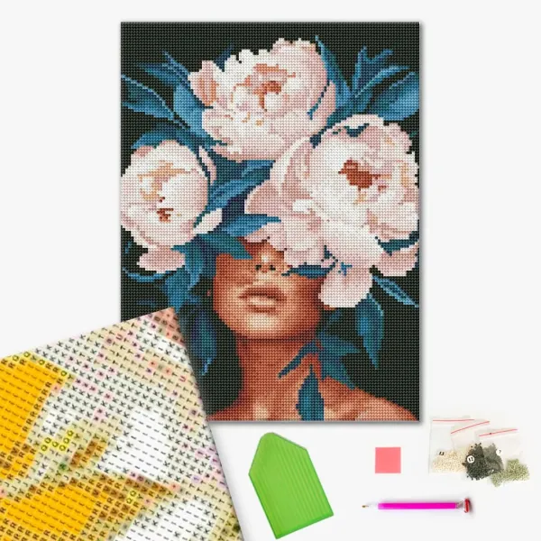Діамантова мозаїка "Ніжність в піонах" RDBS7033 30X40