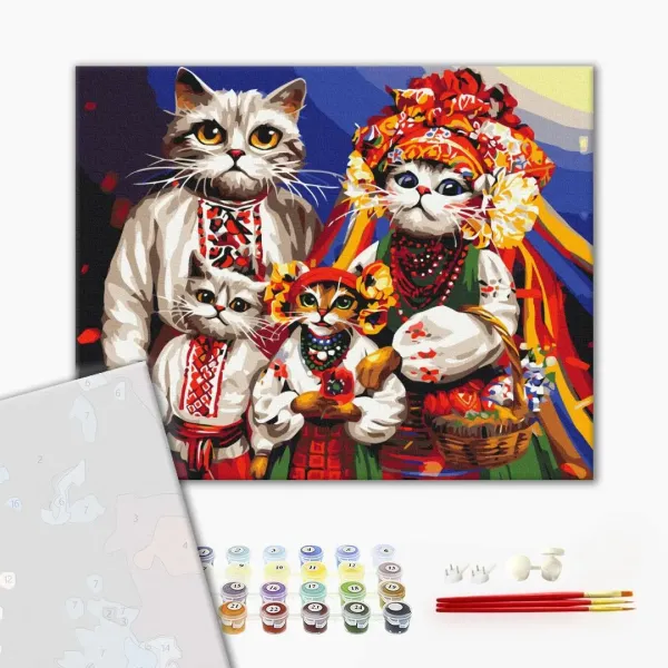 Картина за номерами "Котяча сім'я © Маріанна Пащук" PBS53872 40×50 см