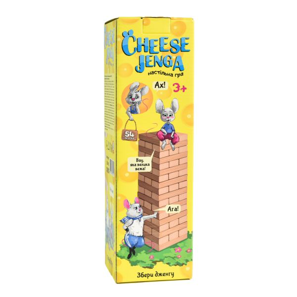 Настольная игра Cheese Jenga 54 бруски Strateg деревянный на украинском языке (30545)